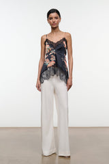 Lina Silk Top | Tapestry Noir