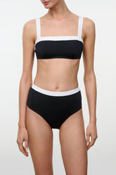 Devon High Rise Bikini Bottom | Black White