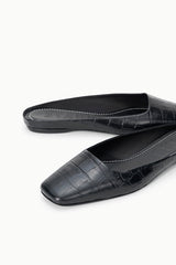 Otto Flat Mule | Black Croco