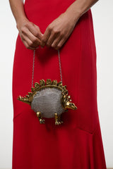 Barbara Mini Dino Chainmail Bag | Gold