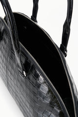 Hester Large Satchel | Black Croco