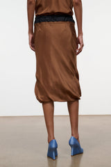 Odette Silk Skirt | Cigar Black