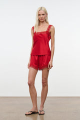 Veronica Silk Top | Tomato