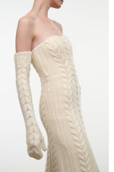 Cable Knit Opera Mittens | Ivory