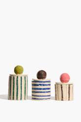 Set of 3 Moon-Lid Jars | Multi Stripe Glaze