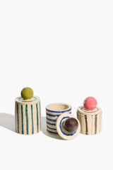 Set of 3 Moon-Lid Jars | Multi Stripe Glaze