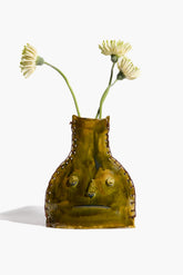 Whipstitch Henry Vase | Green Natural Glaze