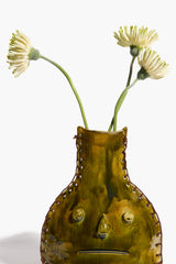Whipstitch Henry Vase | Green Natural Glaze
