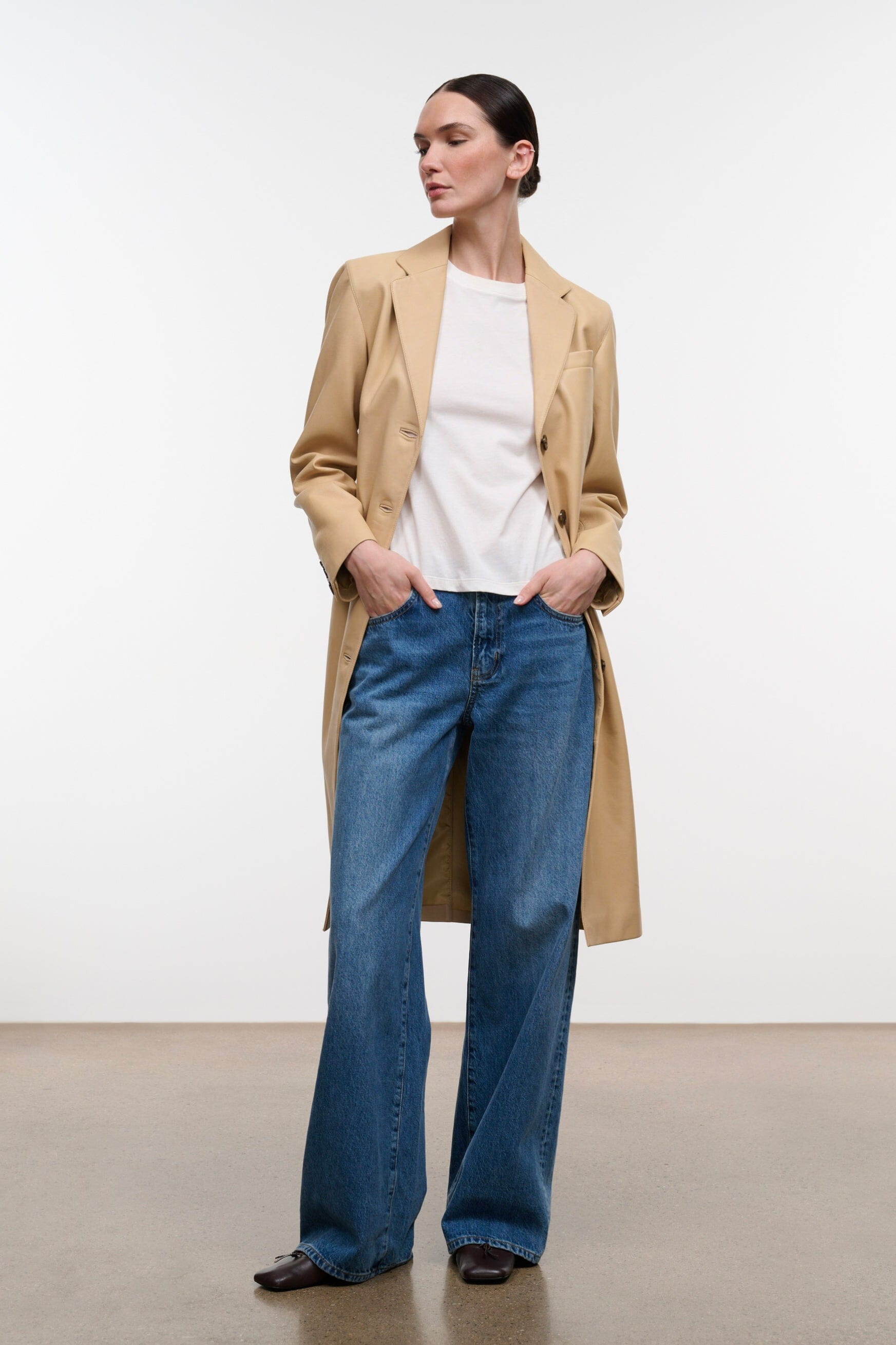 Wyatt Leather Coat | Cashew