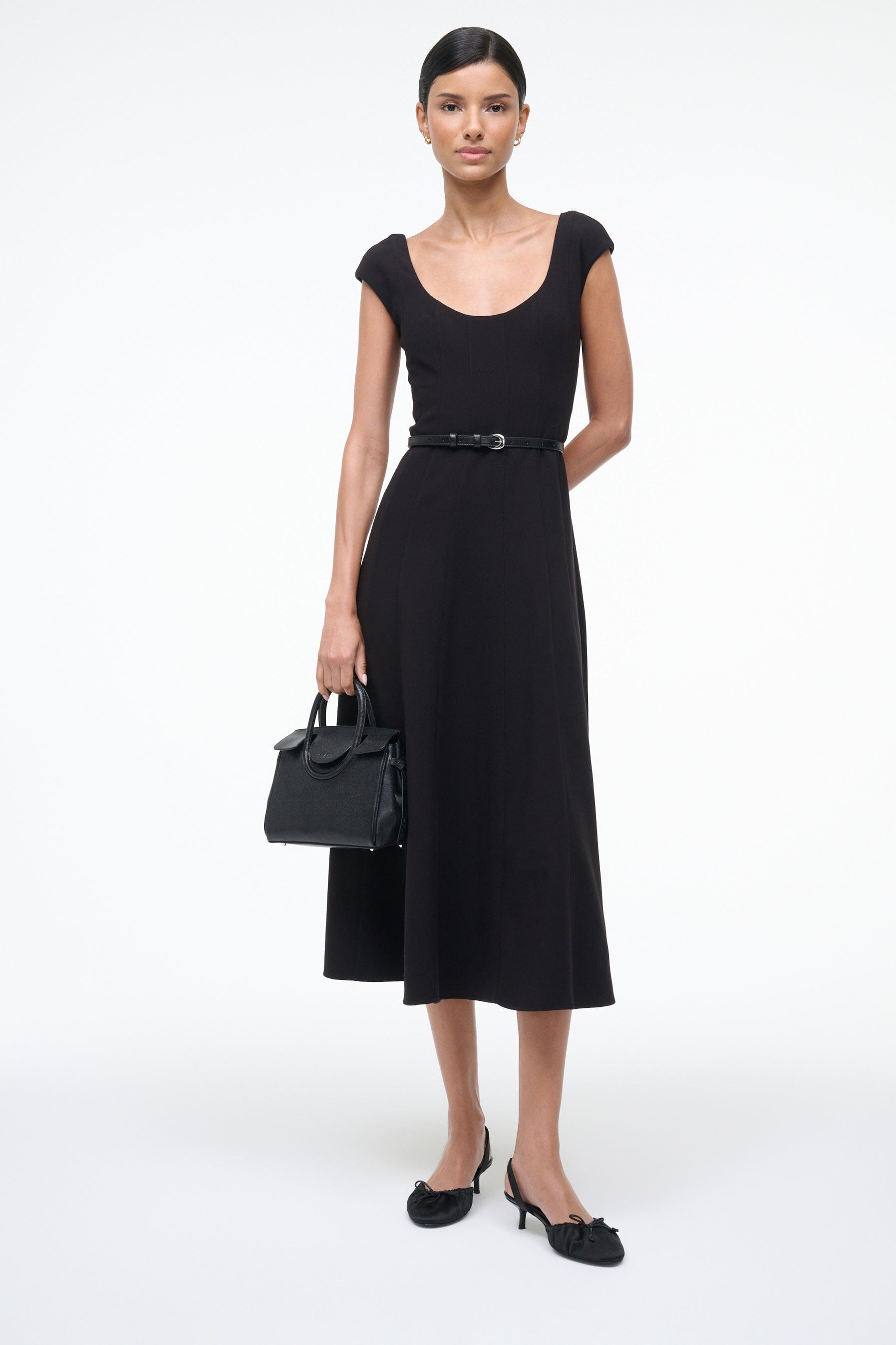 Alba Ballet Slingback | Black Satin