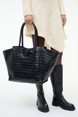 Maude Tote Bag | Black Croco