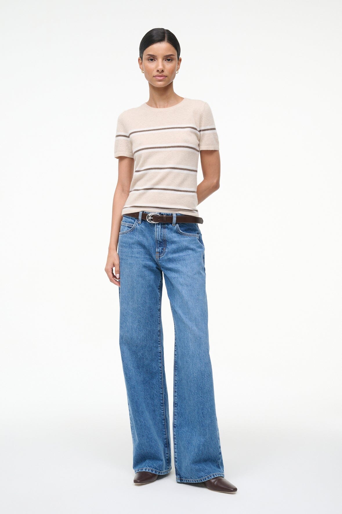 Easy Cashmere Tee | Whisper Stripe