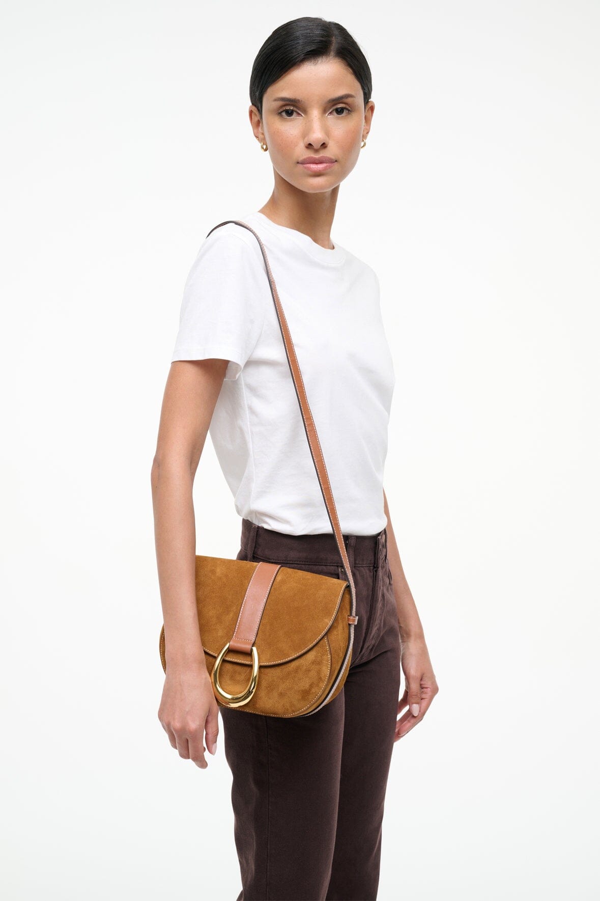 Bella Saddle Bag | Tan Suede