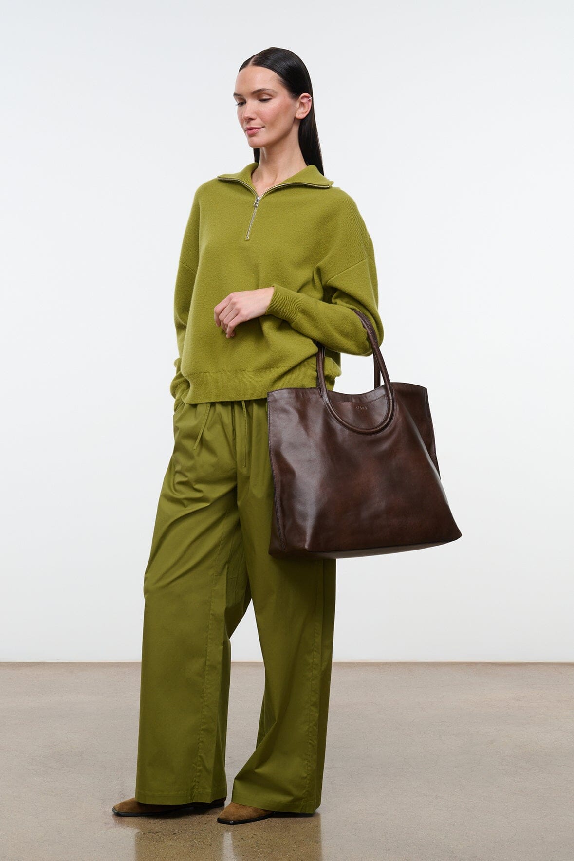 Maude North South Tote | Espresso Distressed