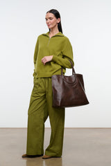Maude North South Tote | Espresso Distressed