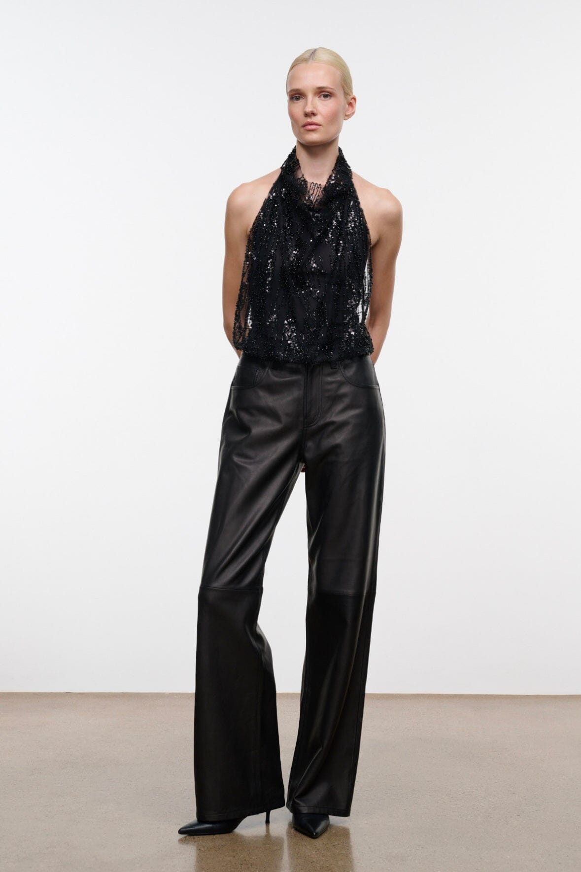 Monay Bodysuit | Black Beaded
