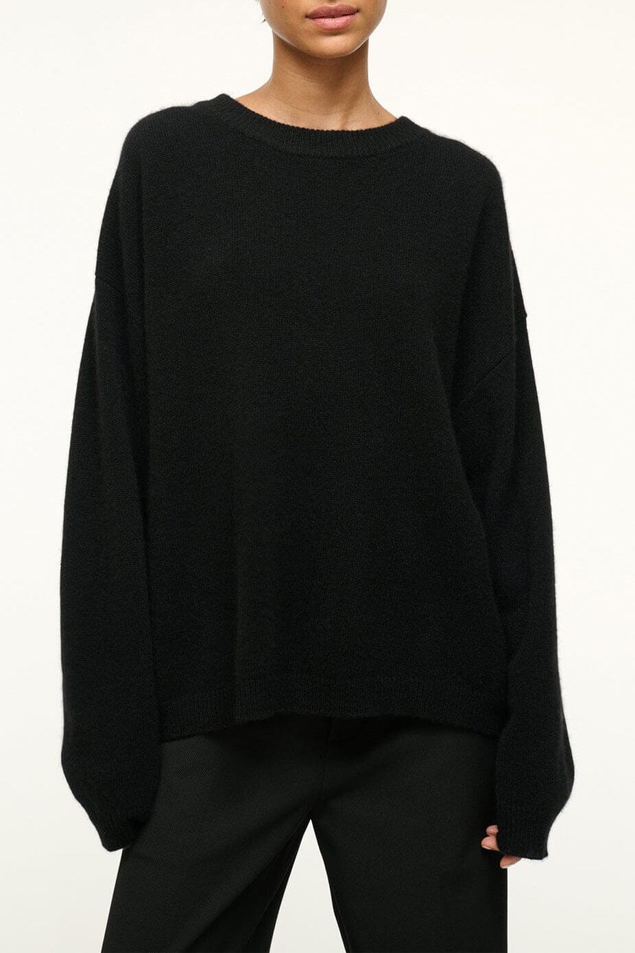 Serrano Cashmere Relaxed Crew | Black