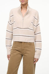 Cashmere Cropped Hampton Sweater | Whisper Stripe