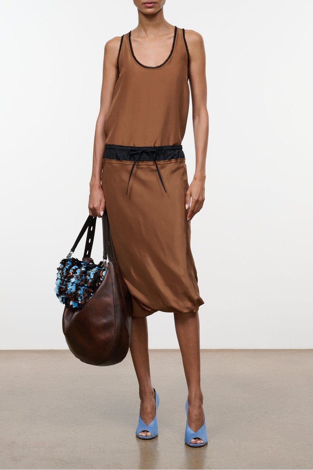Odette Silk Skirt | Cigar Black