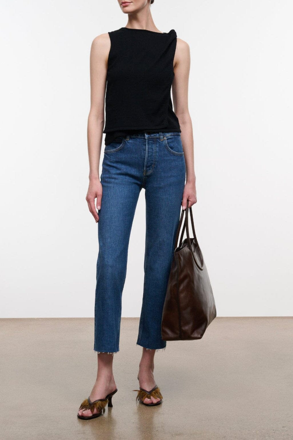 Teddy Cropped with Raw Hem | Stone Blue