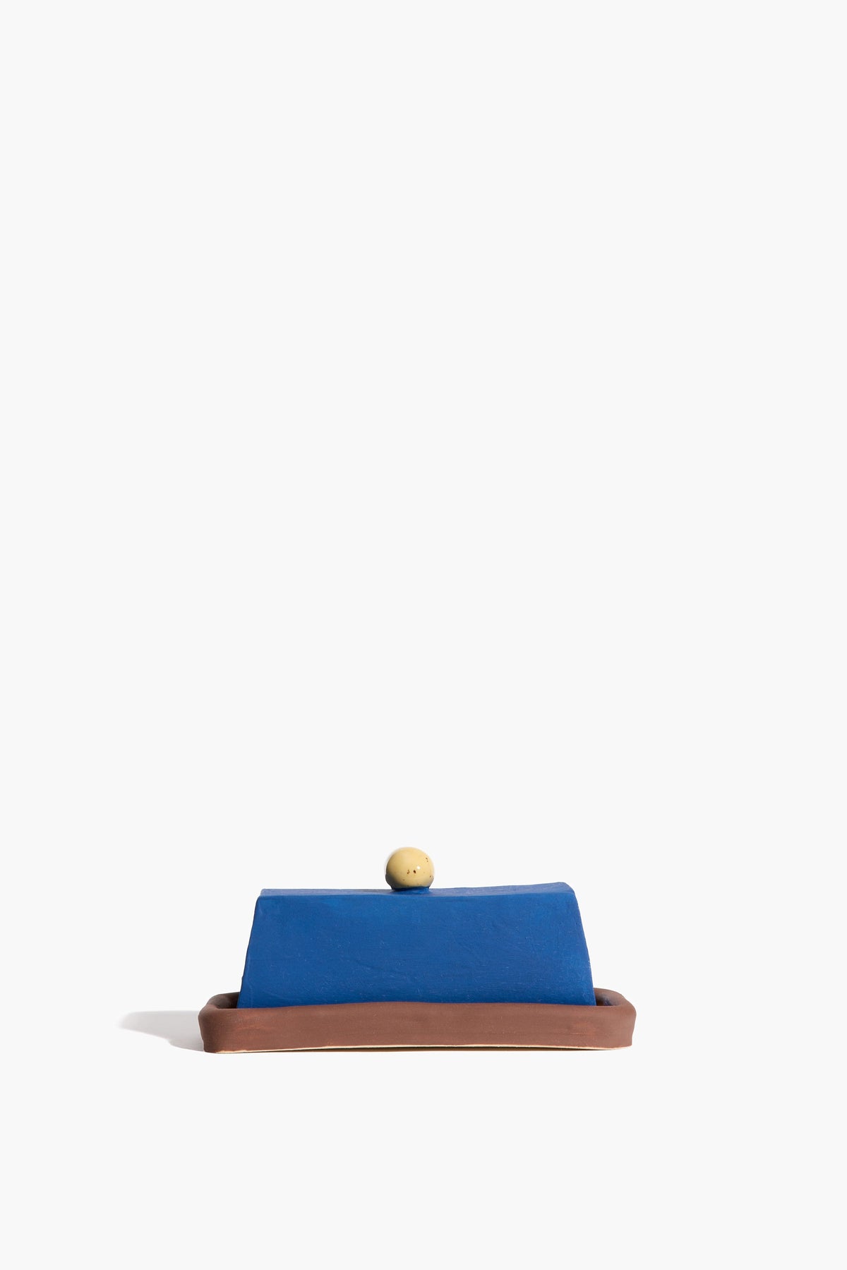 Colorblock Butter Dish | Brown and Blue Glaze
