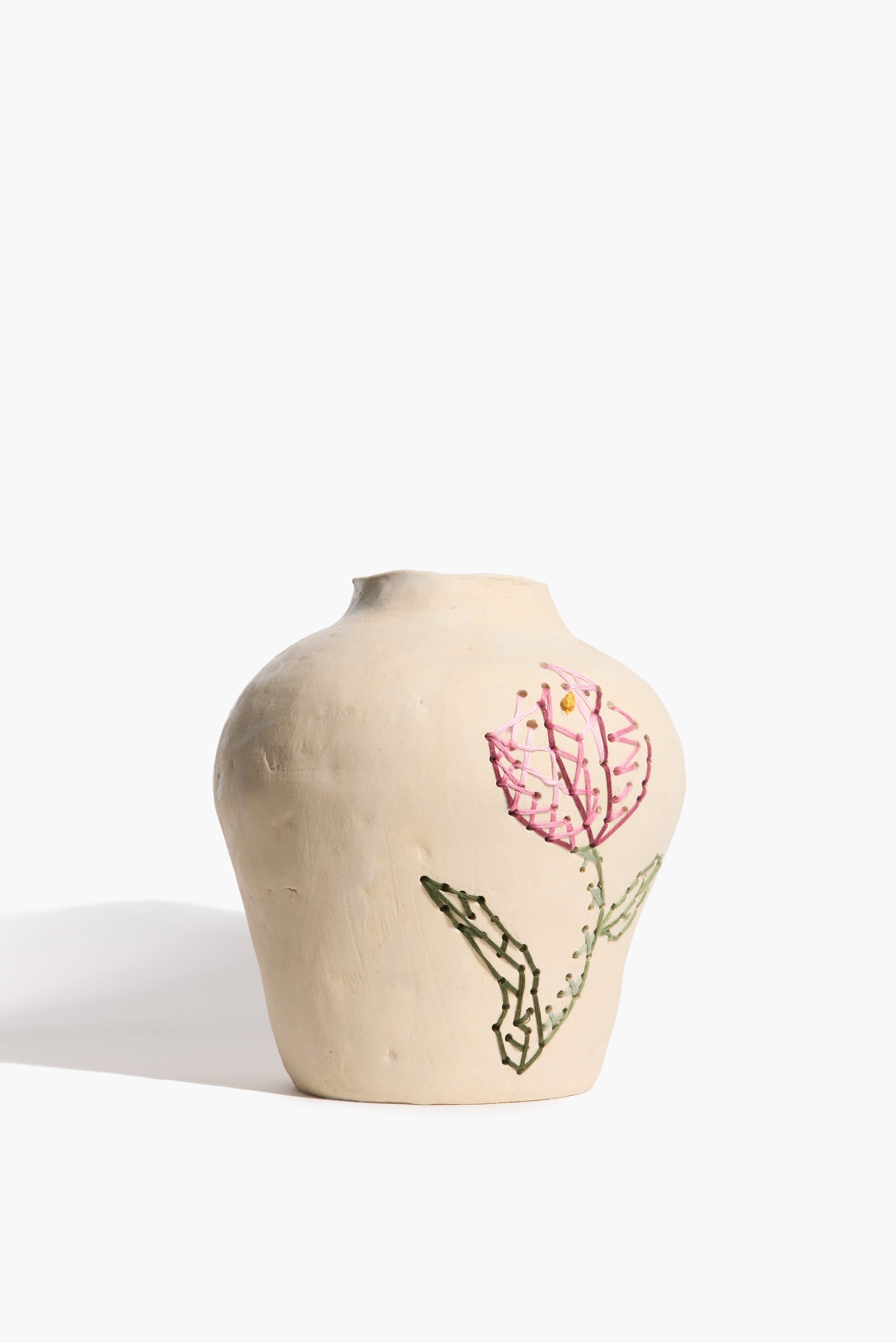 Embroidered Vase | Natural Glaze
