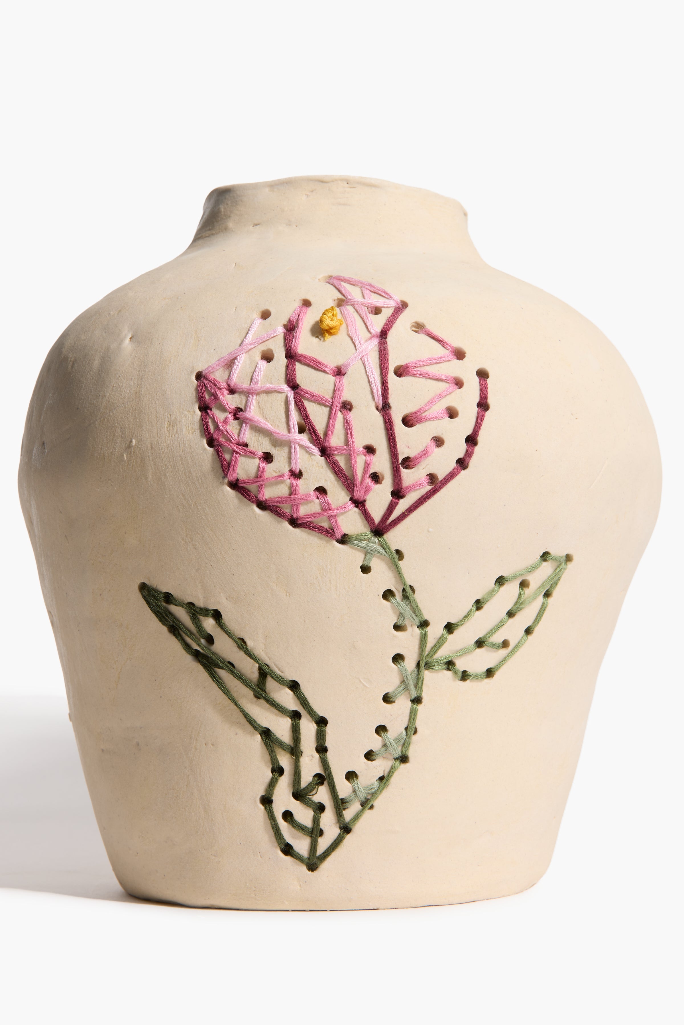 Embroidered Vase | Natural Glaze
