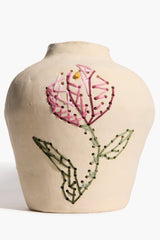 Embroidered Vase | Natural Glaze