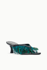 Freja Kitten Heel | Black Feathers