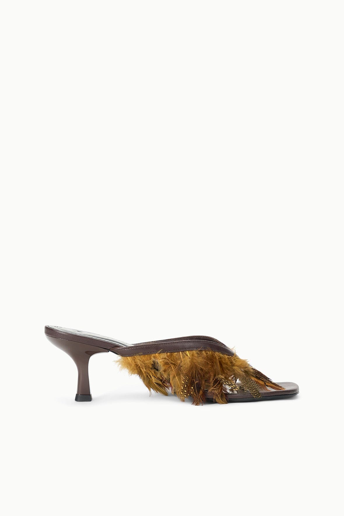 Freja Kitten Heel | Espresso Feathers