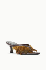 Freja Kitten Heel | Espresso Feathers