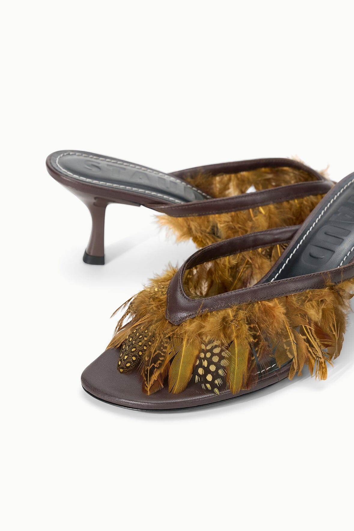 Freja Kitten Heel | Espresso Feathers