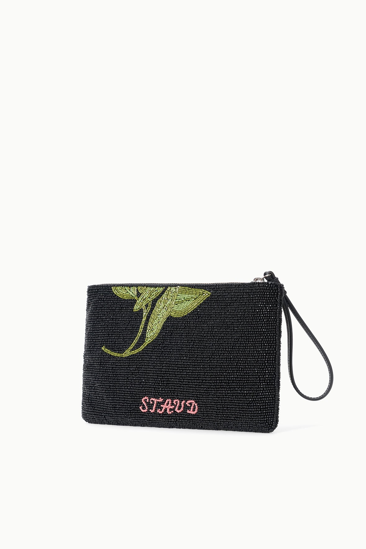 Tommy Beaded Large Pouch | Trumpet Flower Black