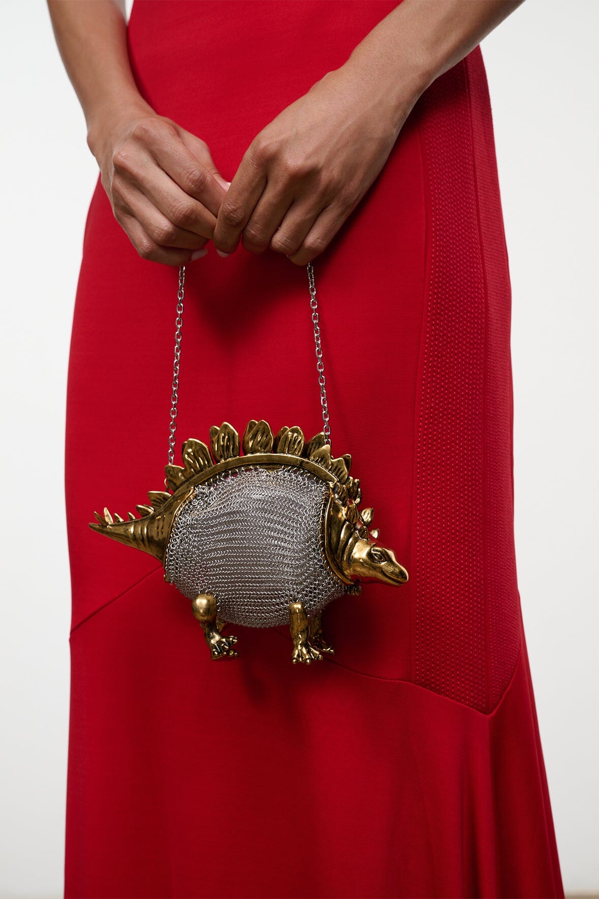 Barbara Mini Dino Chainmail Bag | Gold