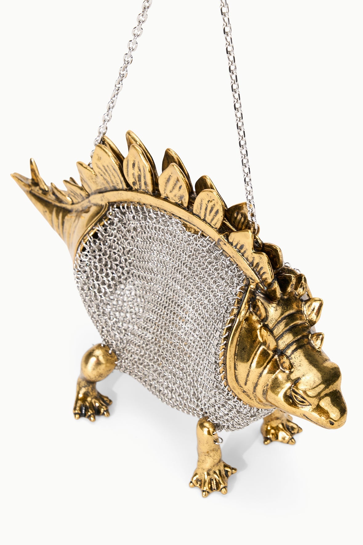 Barbara Mini Dino Chainmail Bag | Gold