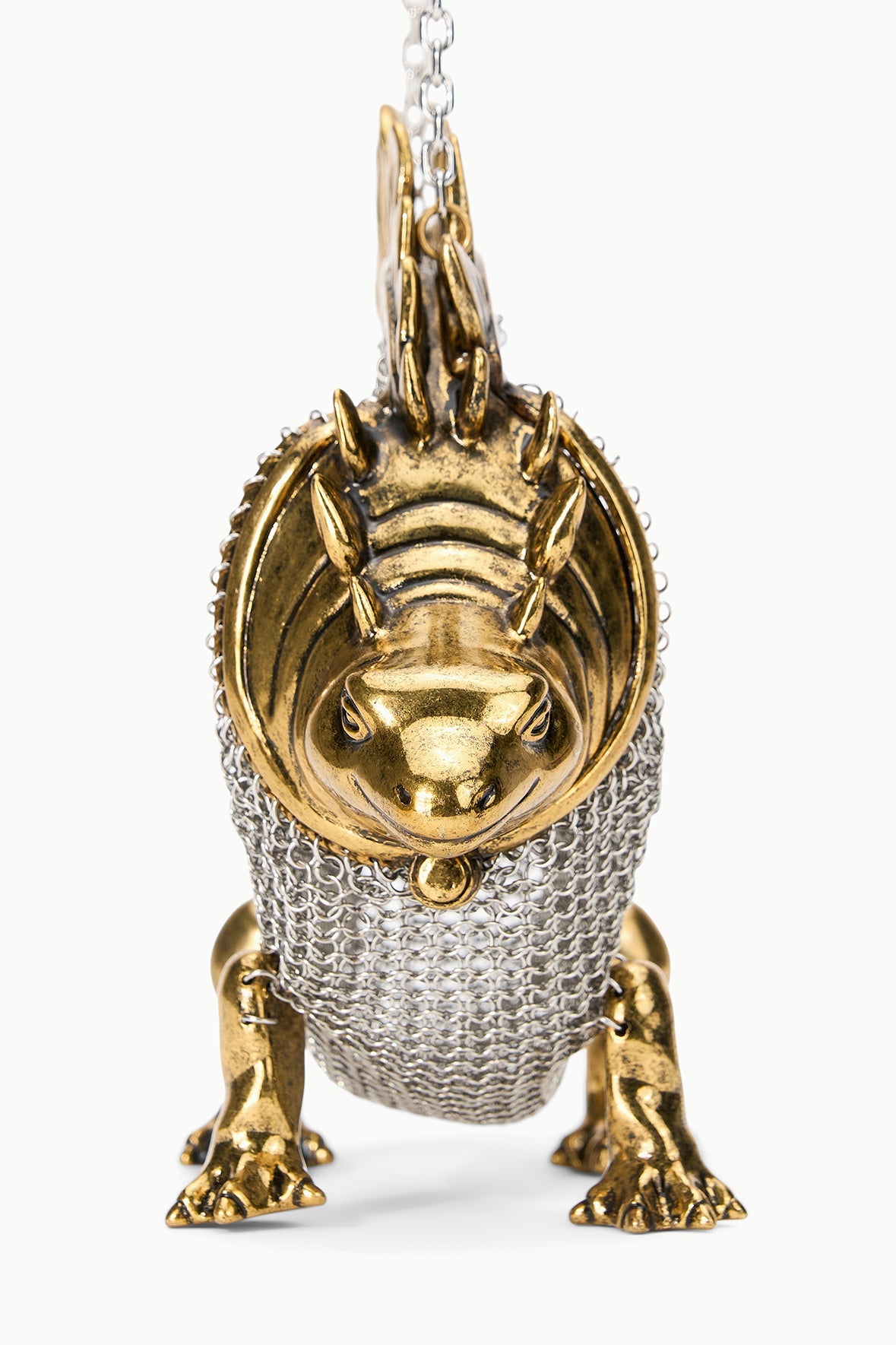 Barbara Mini Dino Chainmail Bag | Gold