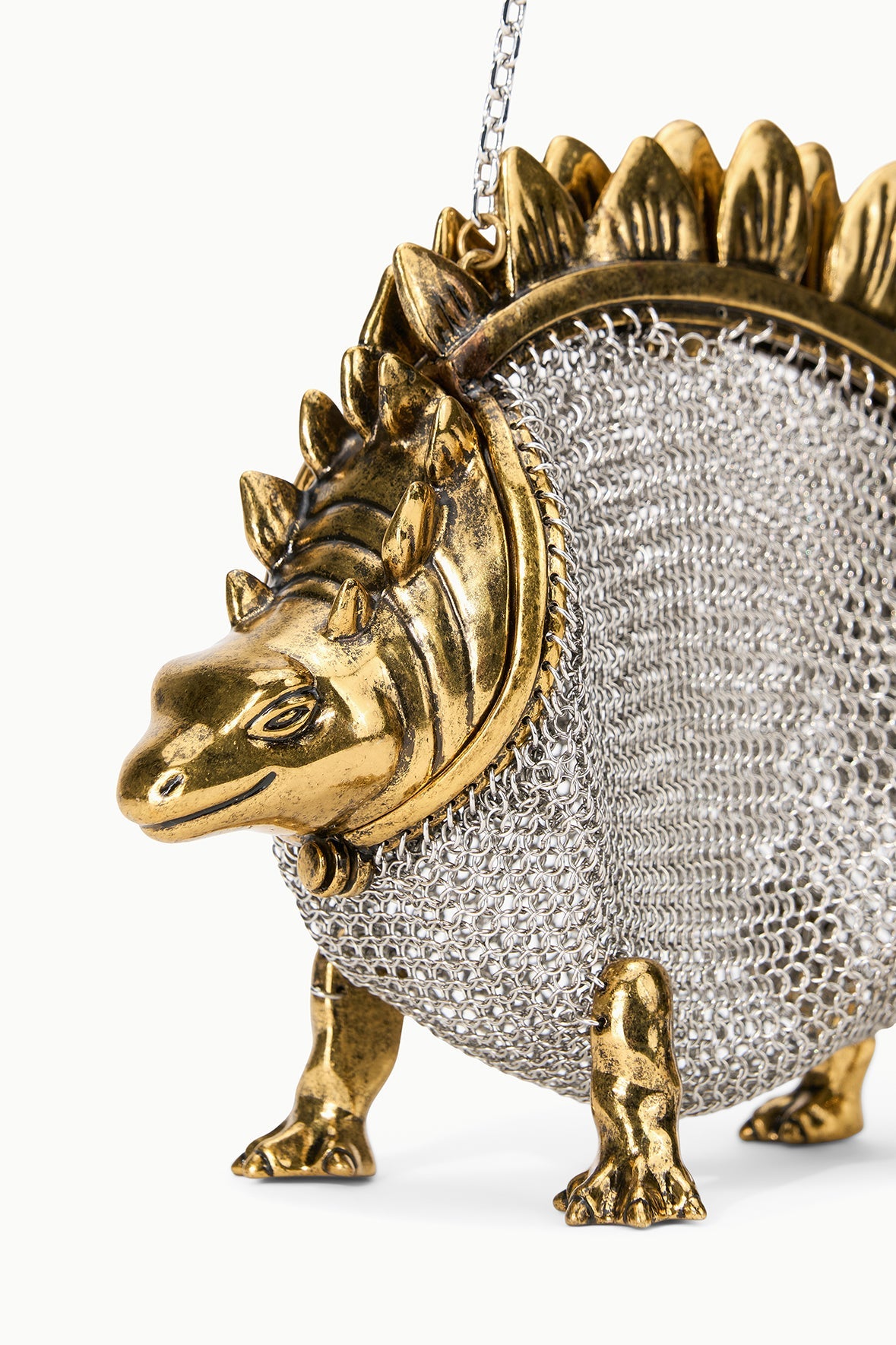 Barbara Mini Dino Chainmail Bag | Gold