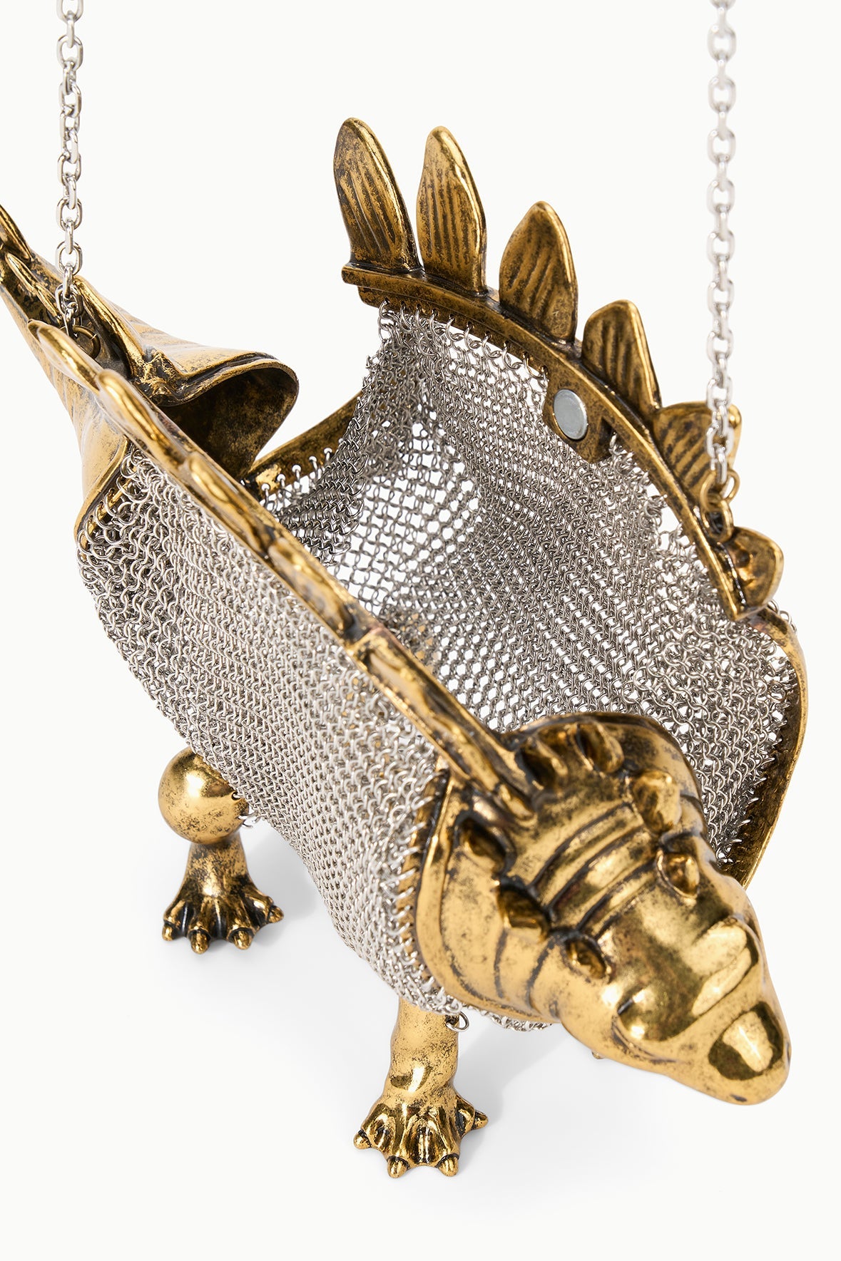 Barbara Mini Dino Chainmail Bag | Gold