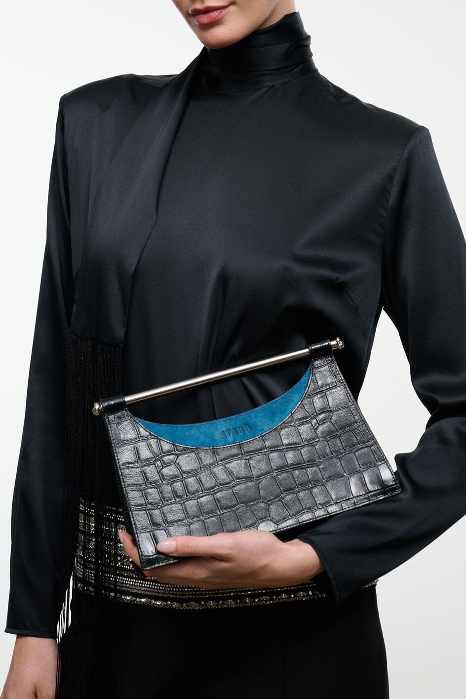 Carys Clutch | Black Croco