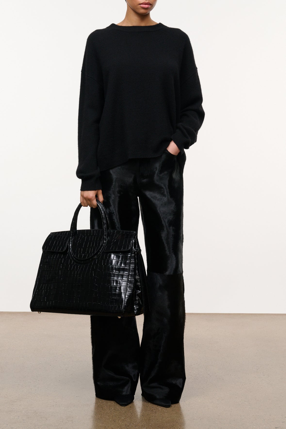 Large Maude Carryall | Black Croco