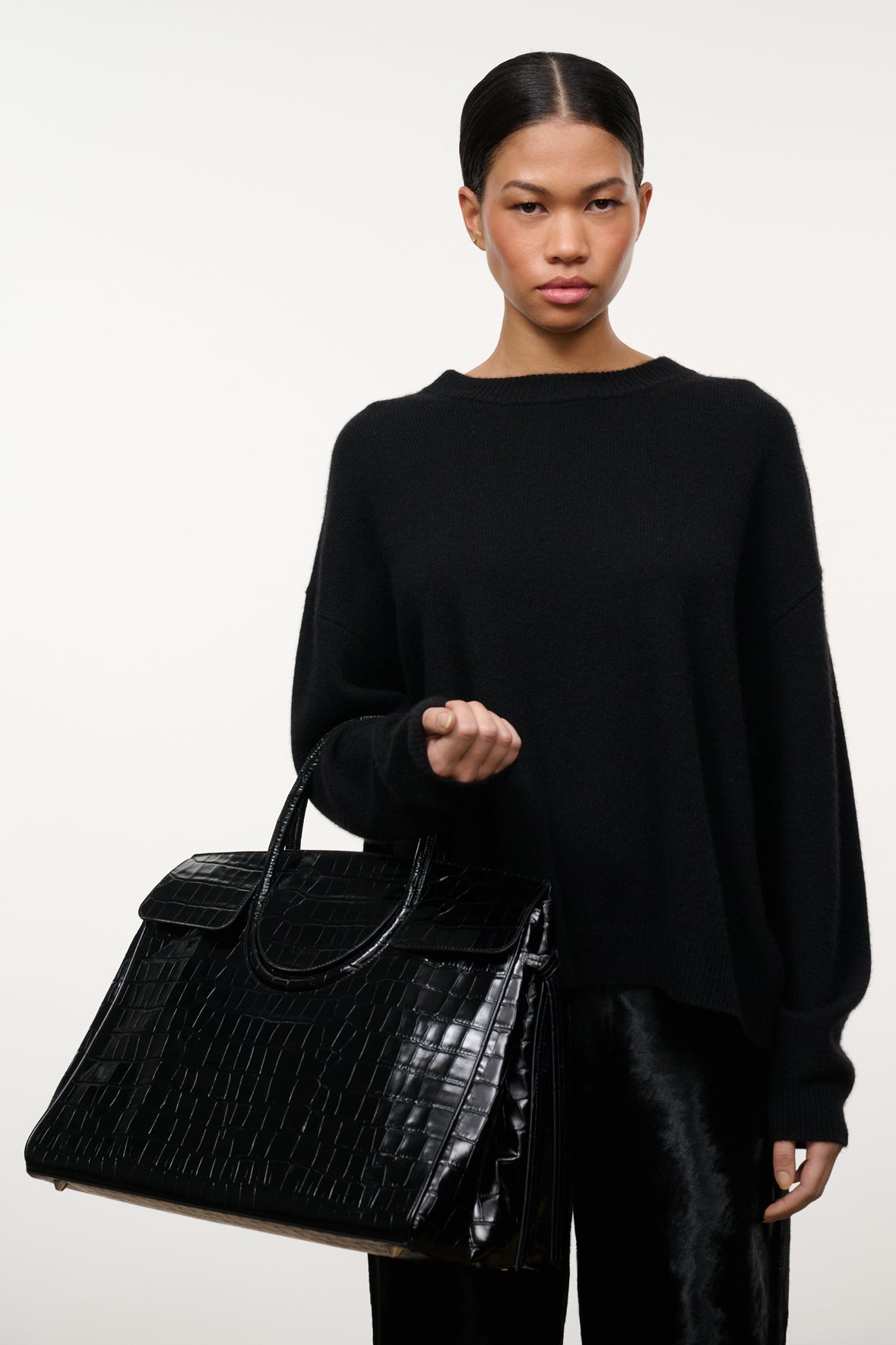 Large Maude Carryall | Black Croco