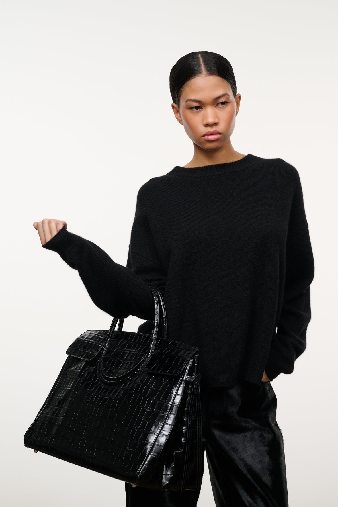 Large Maude Carryall | Black Croco