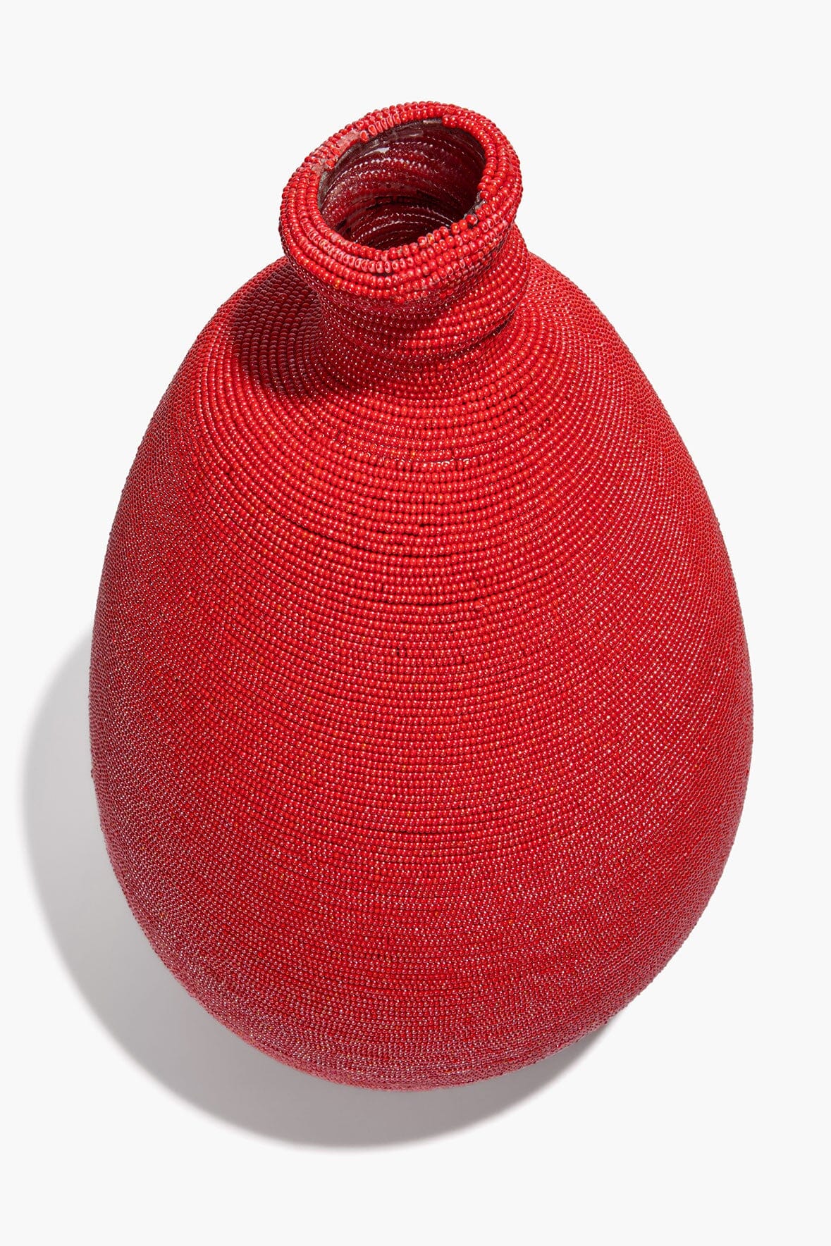 Tall Hand-Beaded Vase | Red