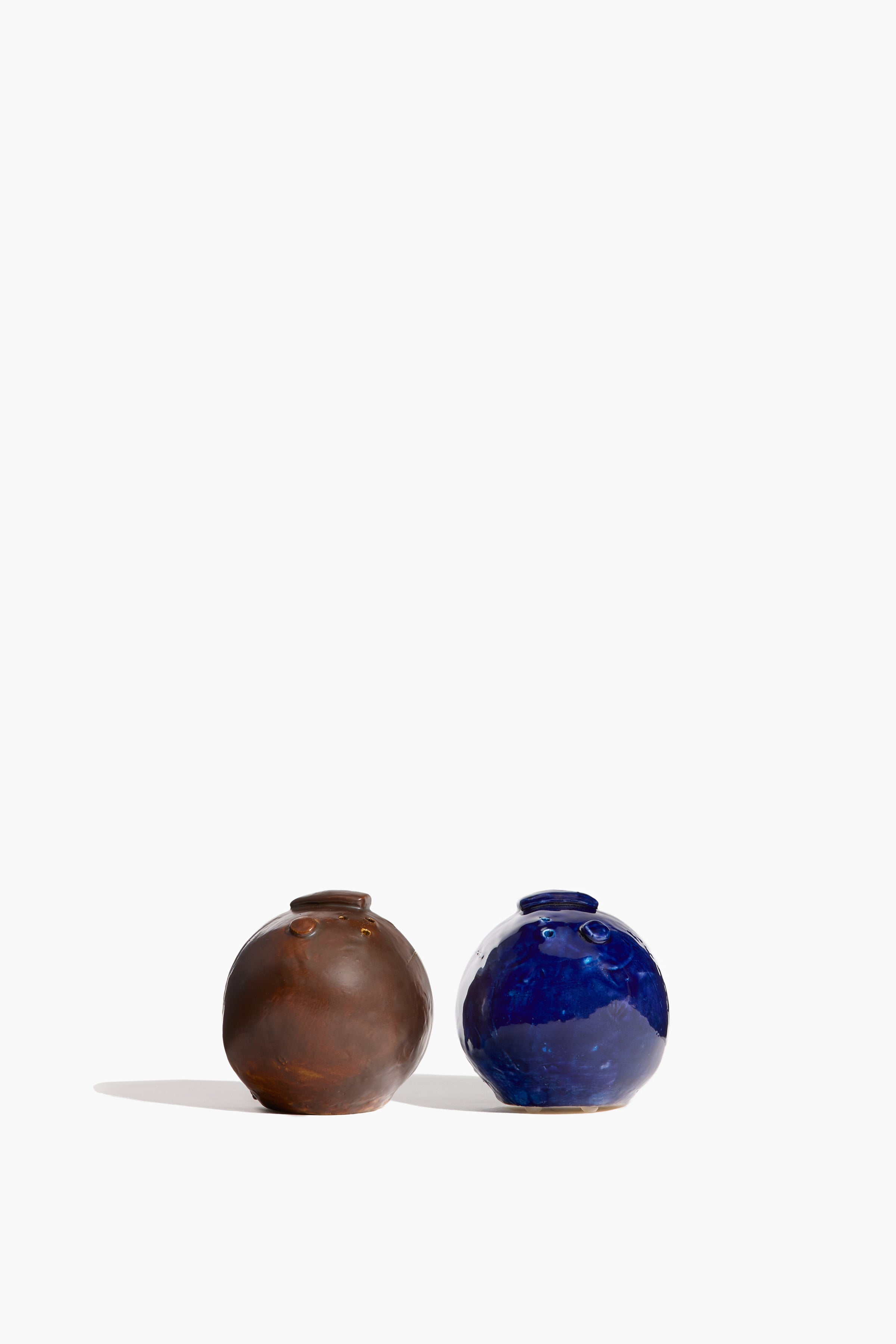 Henry Salt & Pepper Shaker Set | Brown and Cobalt Blue Glaze