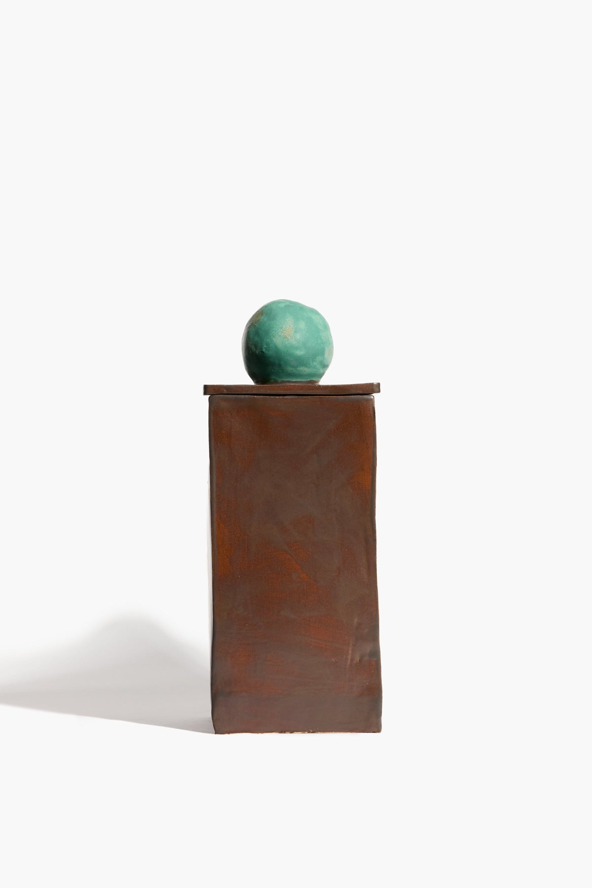 Large Moon-Lid Box | Brown and Satin Patina Glaze