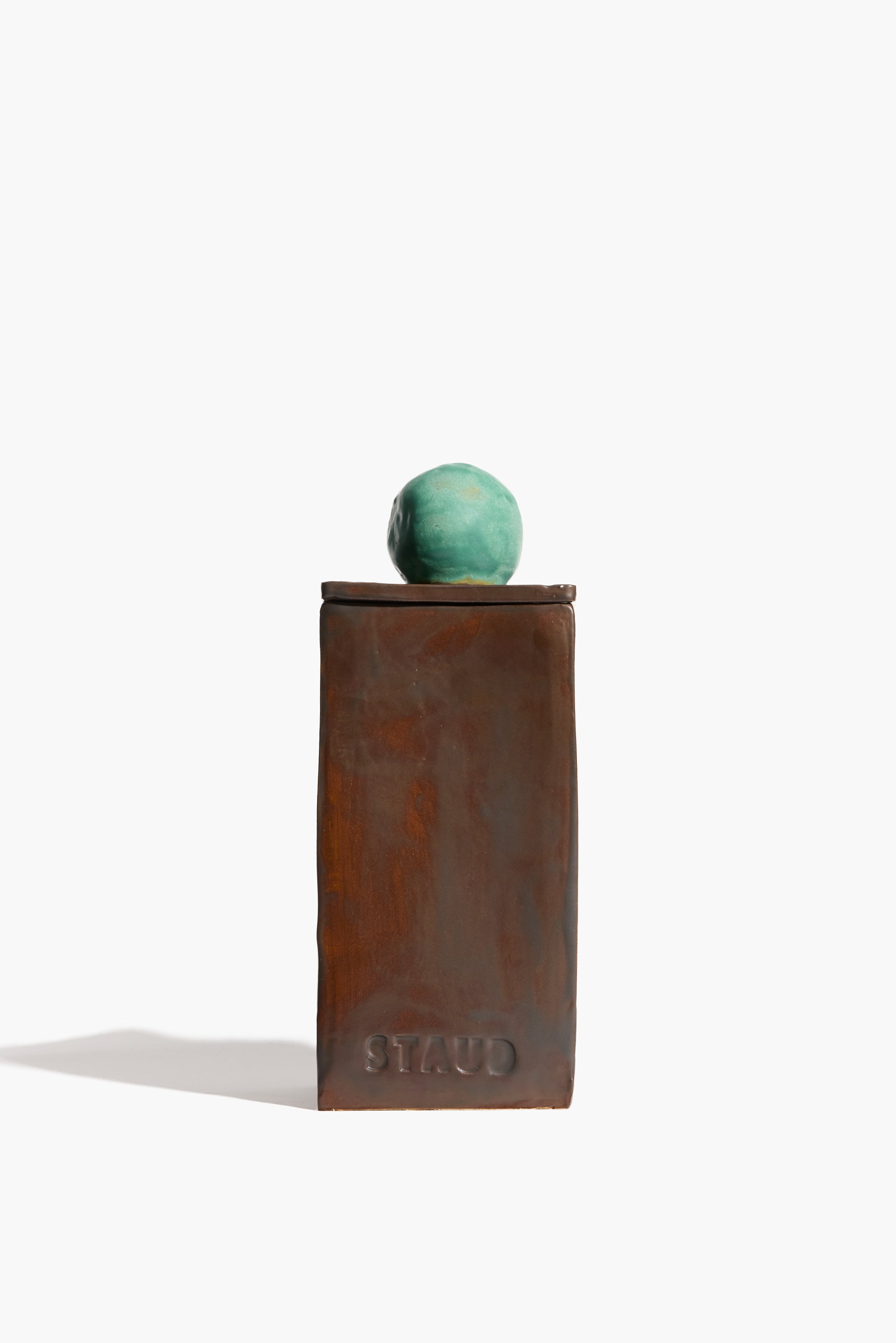 Large Moon-Lid Box | Brown and Satin Patina Glaze