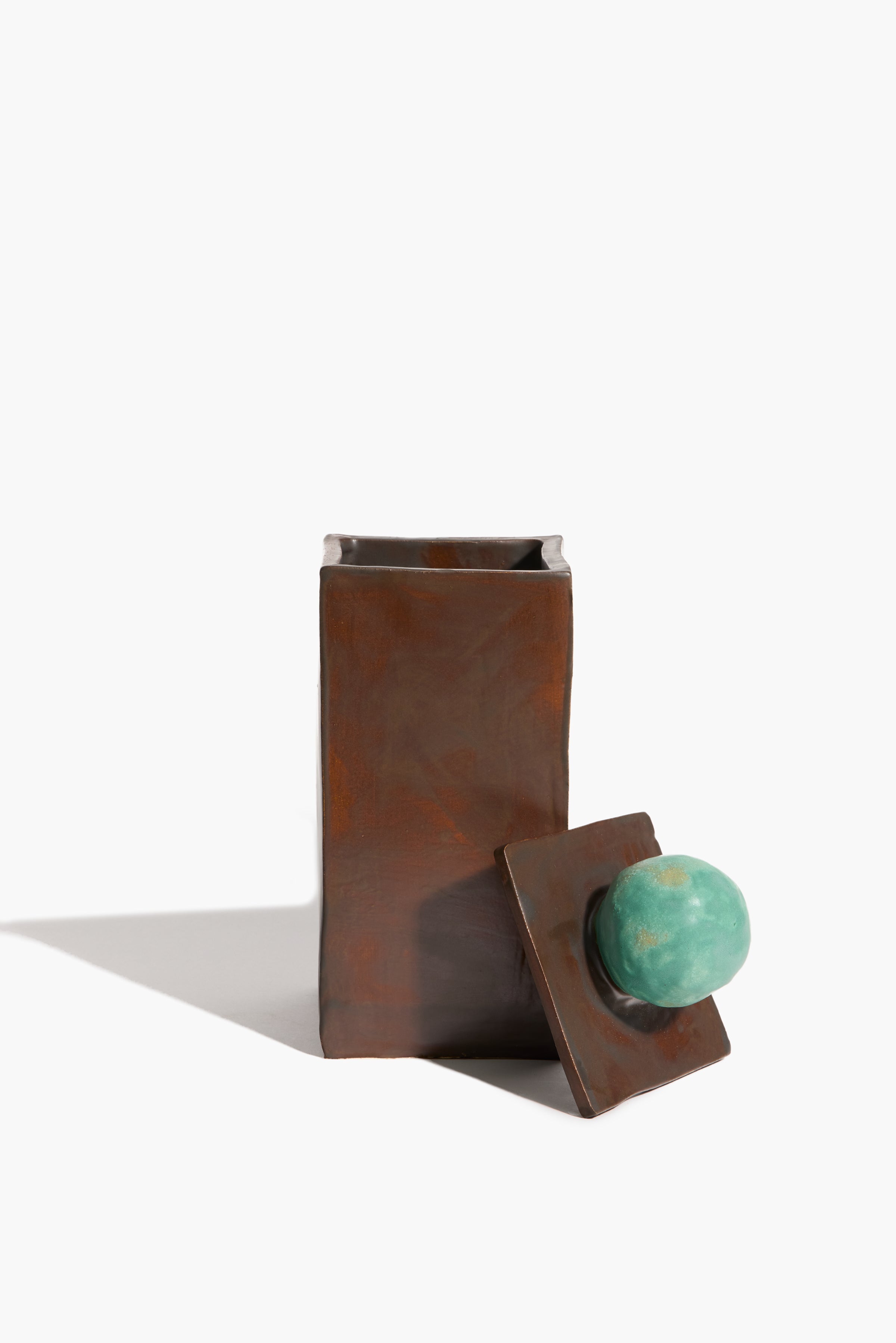 Large Moon-Lid Box | Brown and Satin Patina Glaze