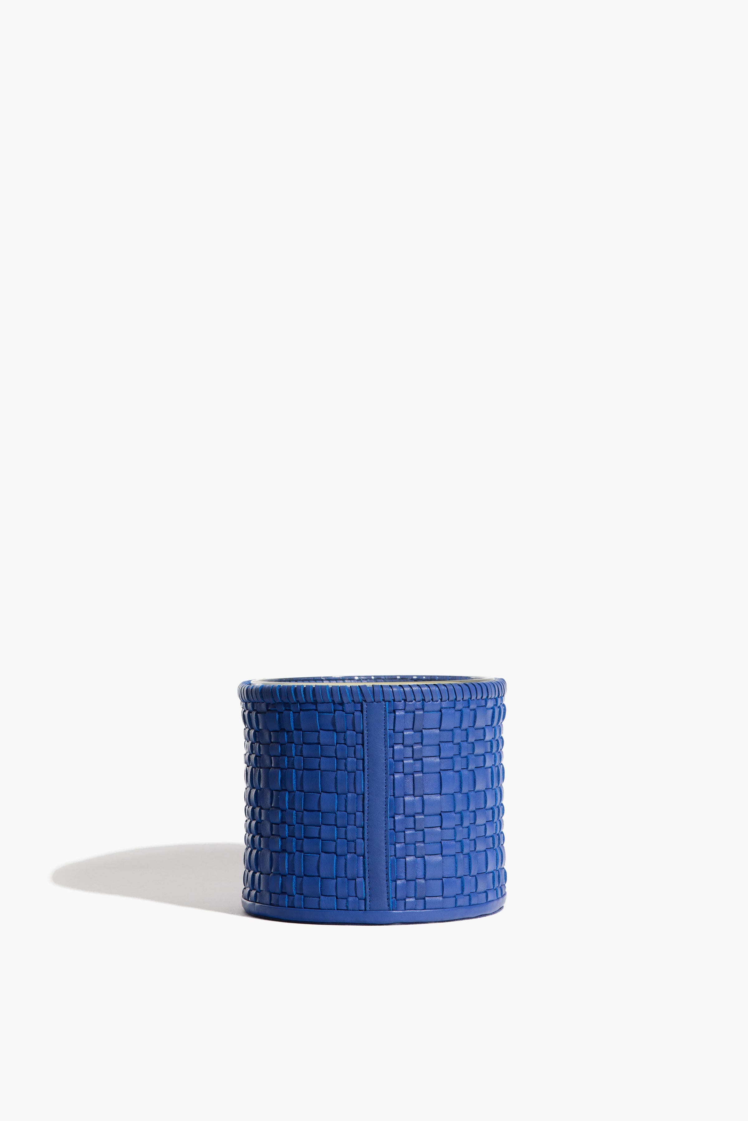 Large Rowe Woven Leather Candle | Henry Blue