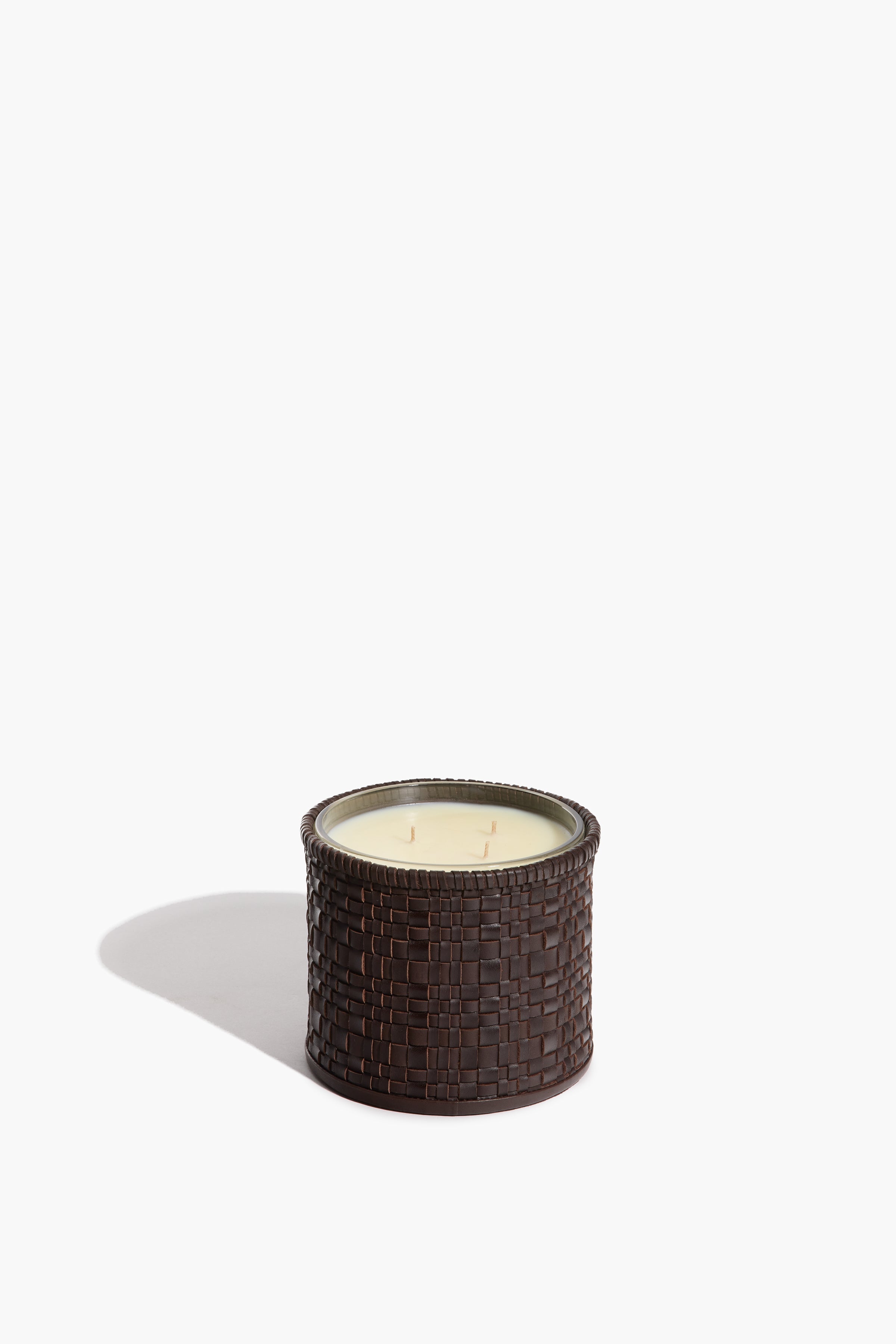 Large Rowe Woven Leather Candle | Espresso