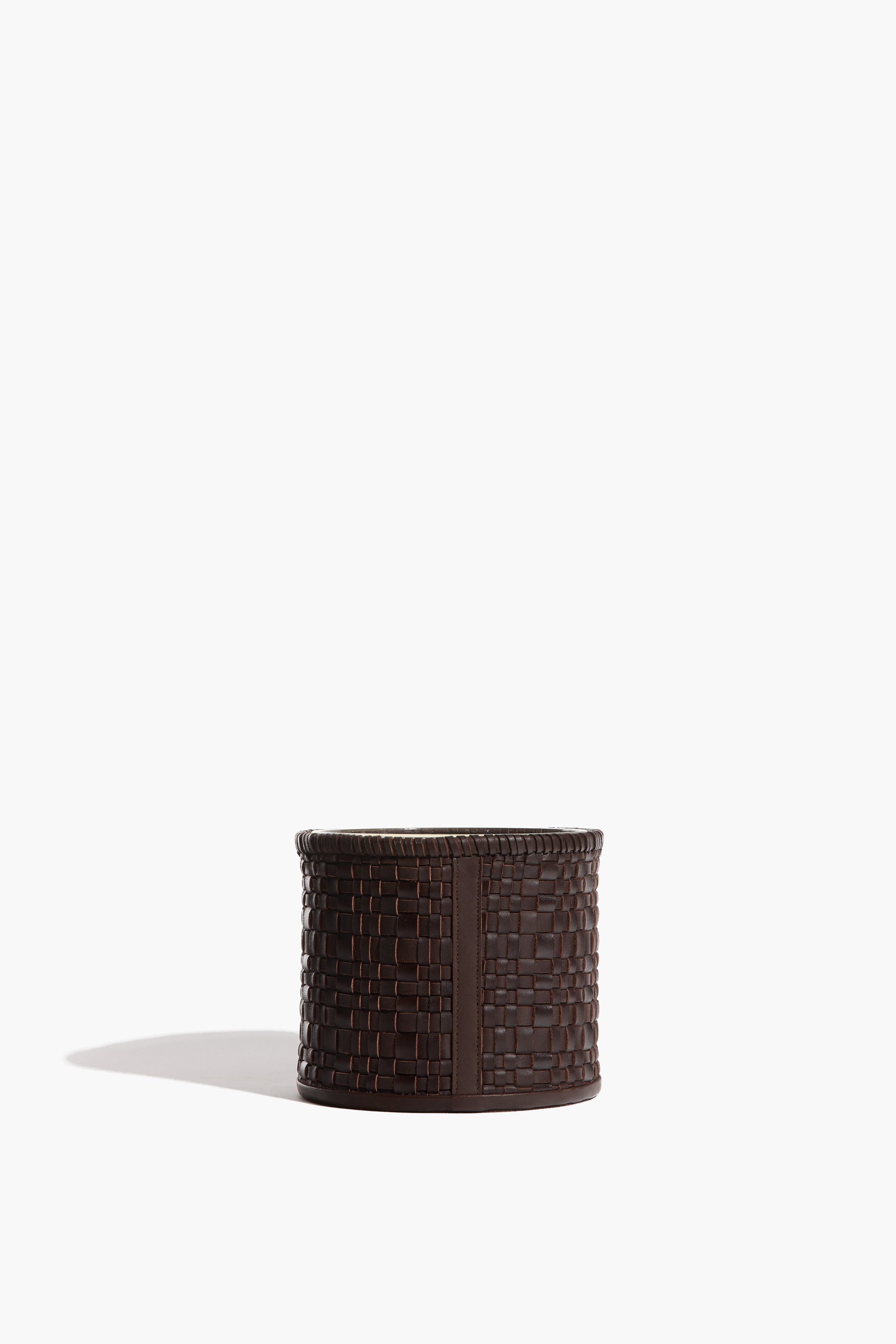 Large Rowe Woven Leather Candle | Espresso